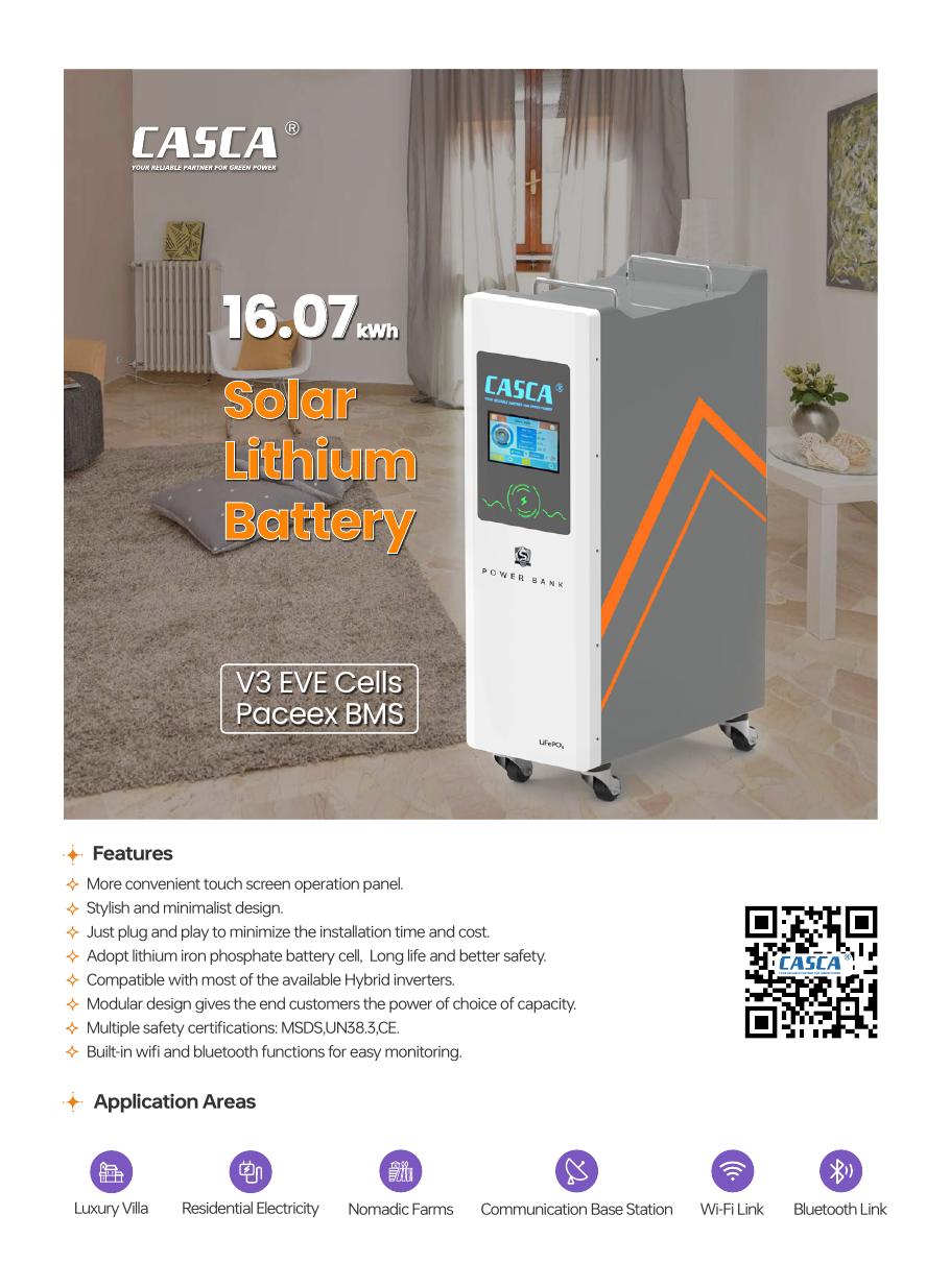 CASCA CA-51V16H 16.07kWh LiFePO4 Lithium Battery technical datasheet page